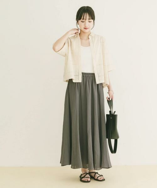 URBAN RESEARCH ITEMS / アーバンリサーチ アイテムズ ロング・マキシ丈スカート | コットン楊柳フレアスカート | 詳細15