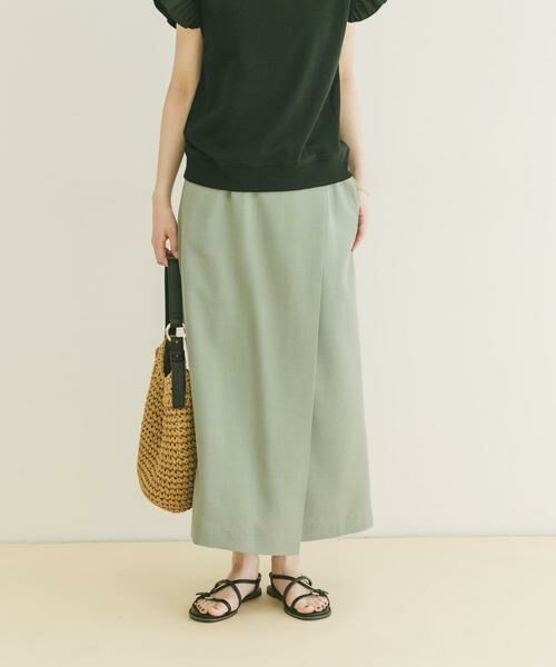 URBAN RESEARCH ITEMS / アーバンリサーチ アイテムズ ロング・マキシ丈スカート | 『イージーケア/接触冷感/UVカット』SMOOTH LINEN TOUCH ラップスカート（カーキ）