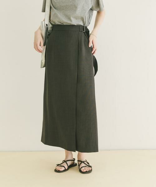 URBAN RESEARCH ITEMS / アーバンリサーチ アイテムズ ロング・マキシ丈スカート | 『イージーケア/接触冷感/UVカット』SMOOTH LINEN TOUCH ラップスカート（チャコールグレー）
