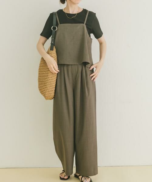 URBAN RESEARCH ITEMS / アーバンリサーチ アイテムズ ワンピース | インナー付きリネンライクセットアップ（ブラウン）
