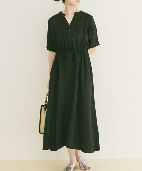 URBAN RESEARCH ITEMS / アーバンリサーチ アイテムズ ワンピース | ウエストマーク半袖ワンピース（ブラック）