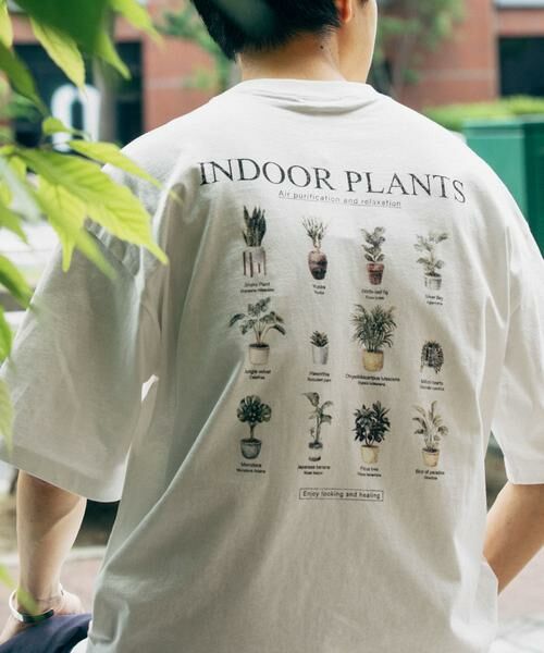 URBAN RESEARCH ITEMS / アーバンリサーチ アイテムズ Tシャツ | Plantsバックプリント USEDライク Tシャツ（ホワイト）