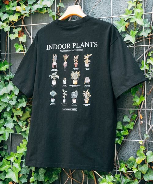 URBAN RESEARCH ITEMS / アーバンリサーチ アイテムズ Tシャツ | Plantsバックプリント USEDライク Tシャツ（ブラック）
