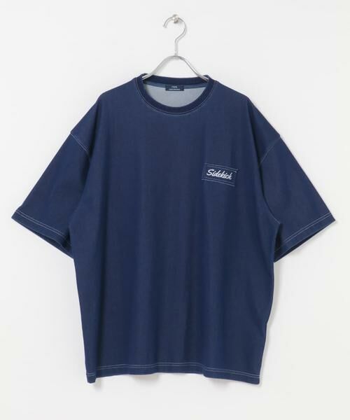 URBAN RESEARCH ITEMS / アーバンリサーチ アイテムズ Tシャツ | 『接触冷感』HIGH COOLワンポイント刺繍デニムTシャツ（ネイビー）