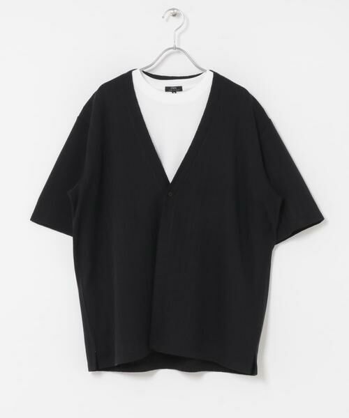 URBAN RESEARCH ITEMS / アーバンリサーチ アイテムズ Tシャツ | 『接触冷感』ランダムピッチ5sカーディガン+冷感Tシャツ セット（ブラック）