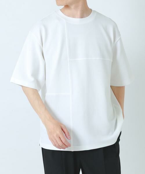 URBAN RESEARCH ITEMS / アーバンリサーチ アイテムズ Tシャツ | シャドーパターンキリカエ半袖Tシャツ（ホワイト）