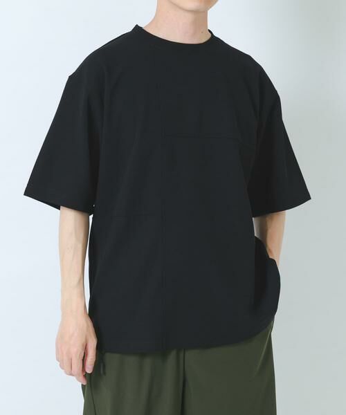URBAN RESEARCH ITEMS / アーバンリサーチ アイテムズ Tシャツ | シャドーパターンキリカエ半袖Tシャツ（ブラック）