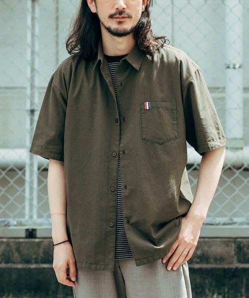 URBAN RESEARCH ITEMS / アーバンリサーチ アイテムズ シャツ・ブラウス | 『吸水速乾』フレンチリネン×COOLMAX ハンソデシャツ（オリーブ）