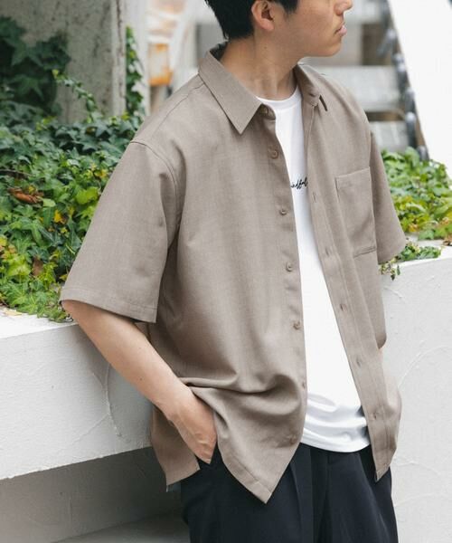 URBAN RESEARCH ITEMS / アーバンリサーチ アイテムズ シャツ・ブラウス | 『接触冷感/吸水速乾/イージーケア/UVカット』クイックドライリネンタッチ半袖シャツ(ベージュ)