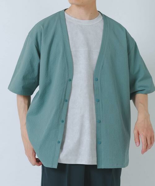 URBAN RESEARCH ITEMS / アーバンリサーチ アイテムズ カーディガン・ボレロ | 『接触冷感/イージーケア/吸水速乾/撥水/防汚』高機能シアサッカー 半袖カーディガン(楽着シリーズ) | 詳細1