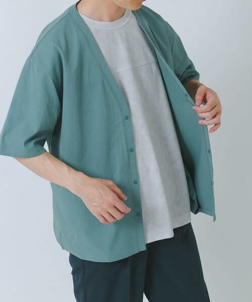 URBAN RESEARCH ITEMS / アーバンリサーチ アイテムズ カーディガン・ボレロ | 『接触冷感/イージーケア/吸水速乾/撥水/防汚』高機能シアサッカー 半袖カーディガン(楽着シリーズ) | 詳細2