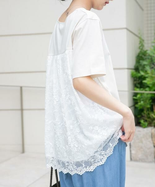 URBAN RESEARCH ITEMS / アーバンリサーチ アイテムズ Tシャツ | バックシャンレースTシャツ（ホワイト系その他）