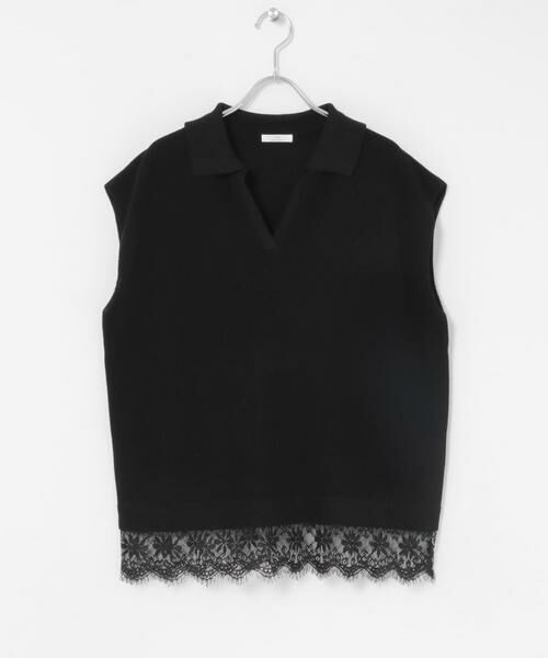 URBAN RESEARCH ITEMS / アーバンリサーチ アイテムズ ニット・セーター | ニットドッキングヘムレース（ブラック）