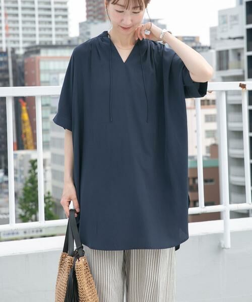 URBAN RESEARCH ITEMS / アーバンリサーチ アイテムズ シャツ・ブラウス | スキッパーチュニックブラウス（ネイビー）
