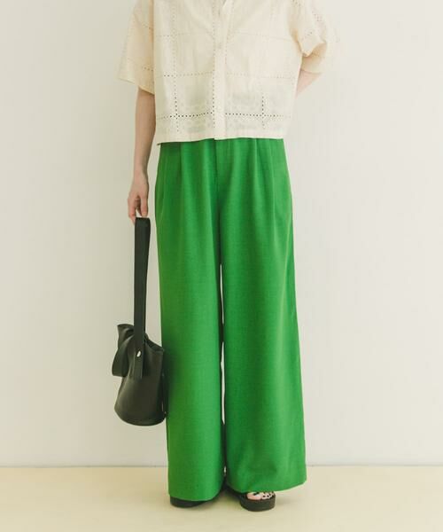 URBAN RESEARCH ITEMS / アーバンリサーチ アイテムズ その他パンツ | 『イージーケア/接触冷感/UVカット』SMOOTH LINEN TOUCH ワイドパンツ(グリーン)