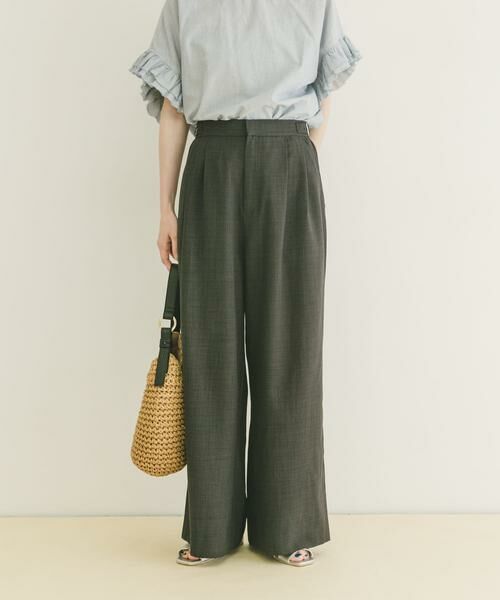 URBAN RESEARCH ITEMS / アーバンリサーチ アイテムズ その他パンツ | 『イージーケア/接触冷感/UVカット』SMOOTH LINEN TOUCH ワイドパンツ(チャコールグレー)
