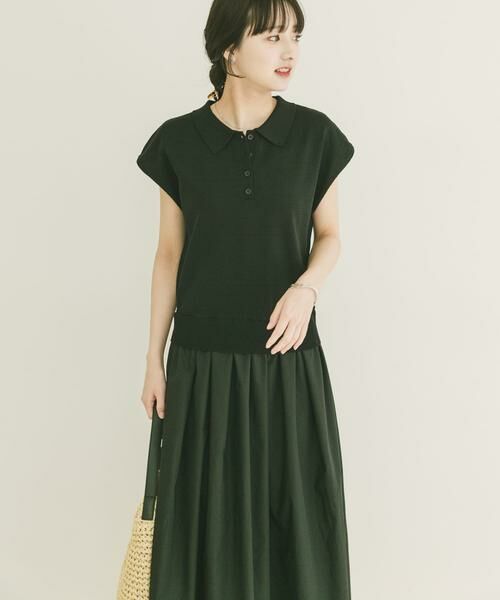 URBAN RESEARCH ITEMS / アーバンリサーチ アイテムズ ワンピース | 『洗濯可』ポロニットドッキングワンピース（ブラック）