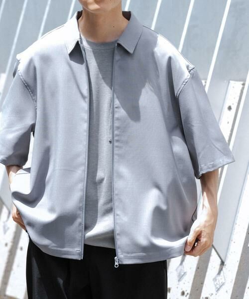 URBAN RESEARCH ITEMS / アーバンリサーチ アイテムズ シャツ・ブラウス | 2WAYストレッチ半袖ジップアップシャツ（グレー）
