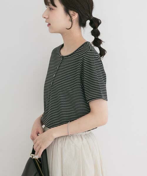 URBAN RESEARCH ITEMS / アーバンリサーチ アイテムズ Tシャツ | ワッフル半袖Tシャツ（ブラック）