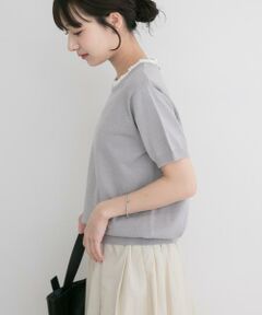 URBAN RESEARCH ITEMS / アーバンリサーチ アイテムズ ニット・セーター | フリルネック半袖ニットトップス