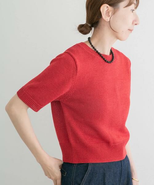 URBAN RESEARCH ITEMS / アーバンリサーチ アイテムズ ニット・セーター | ペーパータッチハンソデニット（レッド）