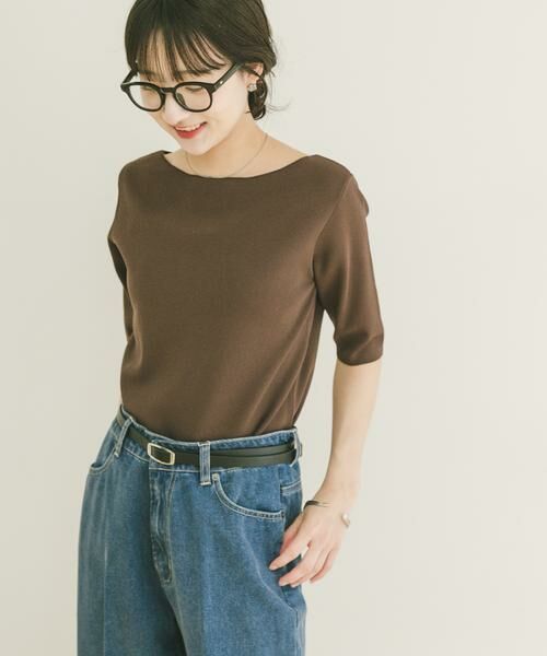 URBAN RESEARCH ITEMS / アーバンリサーチ アイテムズ ニット・セーター | 『洗濯可』ソウバリボートネックニット（ブラウン）