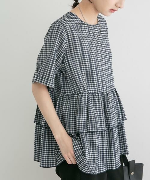 URBAN RESEARCH ITEMS / アーバンリサーチ アイテムズ シャツ・ブラウス | サッカーフリルブラウス（ブルー）