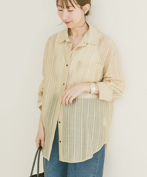 URBAN RESEARCH ITEMS / アーバンリサーチ アイテムズ シャツ・ブラウス | シアープリントストライプシャツ(ベージュ)