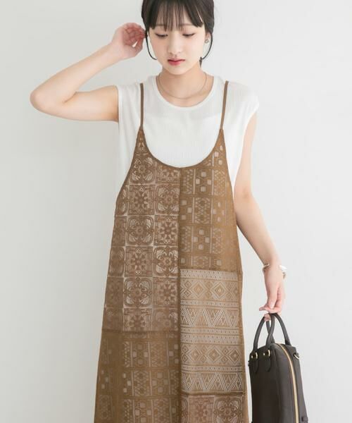 URBAN RESEARCH ITEMS / アーバンリサーチ アイテムズ ワンピース | インナー付きレースキャミワンピース（ブラウン）