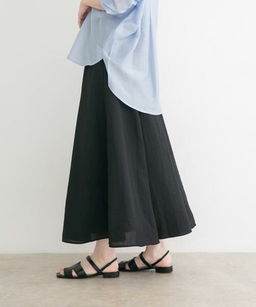 URBAN RESEARCH ITEMS / アーバンリサーチ アイテムズ ロング・マキシ丈スカート | PEボイルフレアスカート（ブラック）