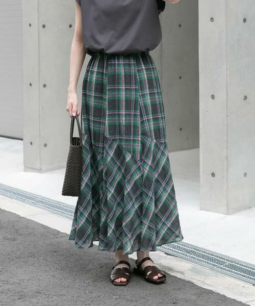 URBAN RESEARCH ITEMS / アーバンリサーチ アイテムズ ロング・マキシ丈スカート | チェック切替えスカート | 詳細1