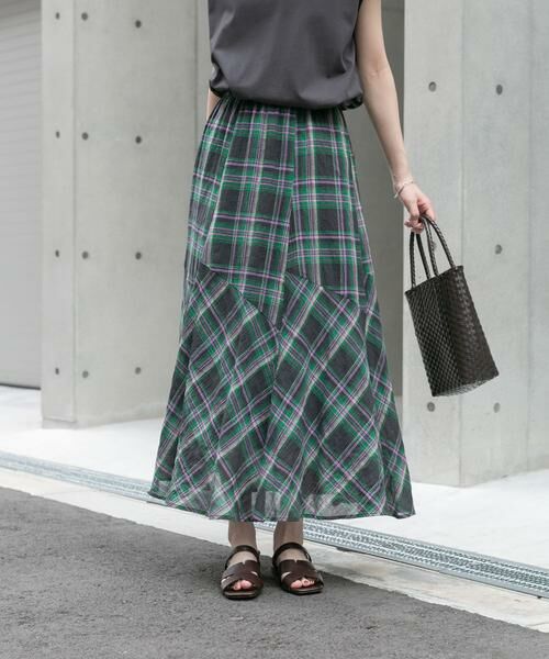URBAN RESEARCH ITEMS / アーバンリサーチ アイテムズ ロング・マキシ丈スカート | チェック切替えスカート | 詳細2