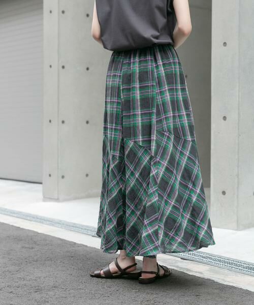 URBAN RESEARCH ITEMS / アーバンリサーチ アイテムズ ロング・マキシ丈スカート | チェック切替えスカート | 詳細3