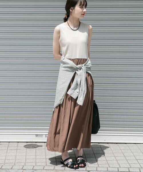 URBAN RESEARCH ITEMS / アーバンリサーチ アイテムズ ワンピース | ノースリーブドッキングワンピース（ベージュ）