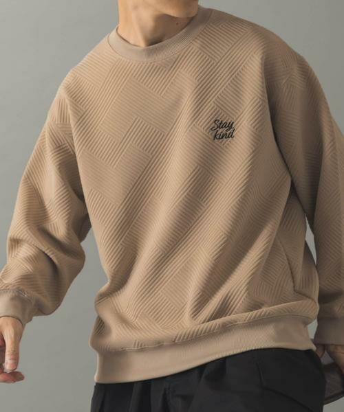 URBAN RESEARCH ITEMS / アーバンリサーチ アイテムズ Tシャツ | 刺繍ジャカードロングスリーブカットソー(ベージュ)