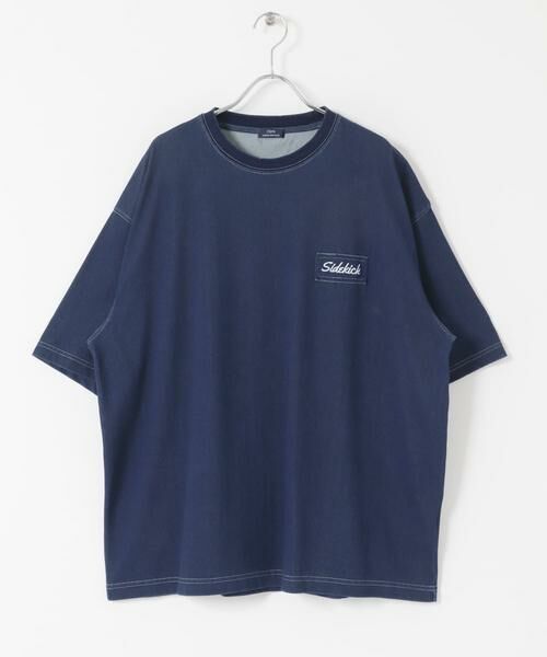URBAN RESEARCH ITEMS / アーバンリサーチ アイテムズ Tシャツ | HIGH COOLワンポイント刺繍デニムTシャツ（ネイビー）