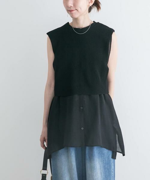 URBAN RESEARCH ITEMS / アーバンリサーチ アイテムズ シャツ・ブラウス | ノースリーブニットドッキングシャツ | 詳細24