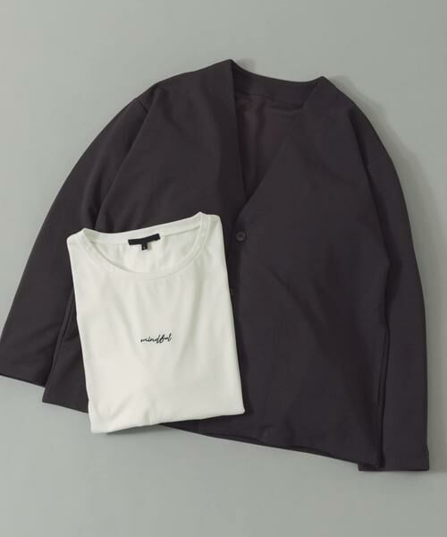 URBAN RESEARCH ITEMS / アーバンリサーチ アイテムズ カーディガン・ボレロ | 『イージーケア』UVカッドライタッチカーディガン+刺繍Tシャツセット(チャコールグレー)