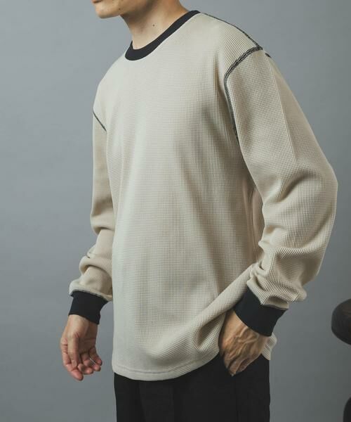 URBAN RESEARCH ITEMS / アーバンリサーチ アイテムズ Tシャツ | 配色ワッフル クルーネック カットソー(アイボリー)