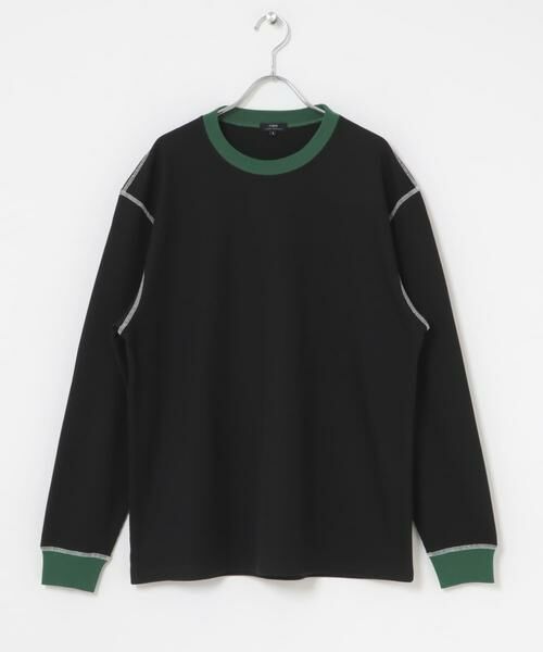 URBAN RESEARCH ITEMS / アーバンリサーチ アイテムズ Tシャツ | 配色ワッフル クルーネック カットソー(ブラック)