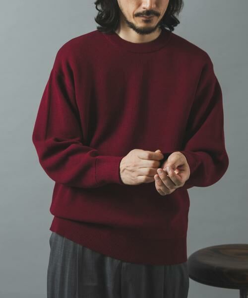 URBAN RESEARCH ITEMS / アーバンリサーチ アイテムズ ニット・セーター | スウェットタッチニット クルーネック Tops（バーガンディー）
