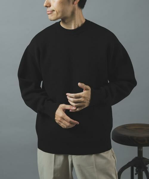 URBAN RESEARCH ITEMS / アーバンリサーチ アイテムズ ニット・セーター | スウェットタッチニット クルーネック Tops（ブラック）