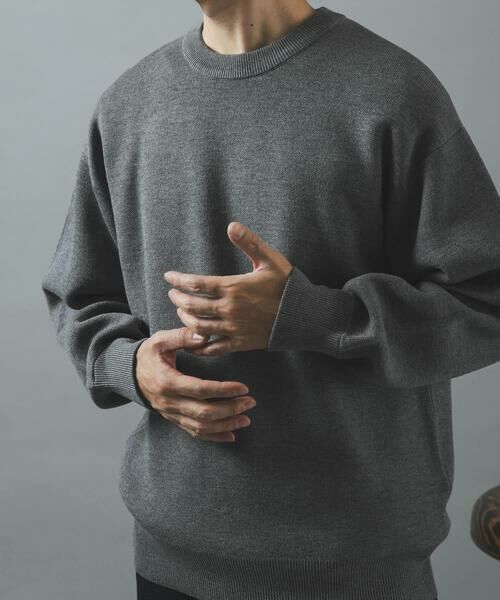 URBAN RESEARCH ITEMS / アーバンリサーチ アイテムズ ニット・セーター | スウェットタッチニット クルーネック Tops（グレー）