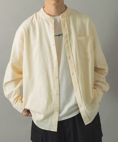 URBAN RESEARCH ITEMS / アーバンリサーチ アイテムズ シャツ・ブラウス | ソフトタッチフランネルバンドカラーシャツ（オフホワイト）