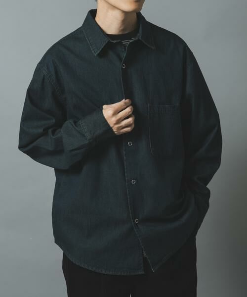 URBAN RESEARCH ITEMS / アーバンリサーチ アイテムズ シャツ・ブラウス | フェードデニムリングドットボタンシャツ（ネイビー）