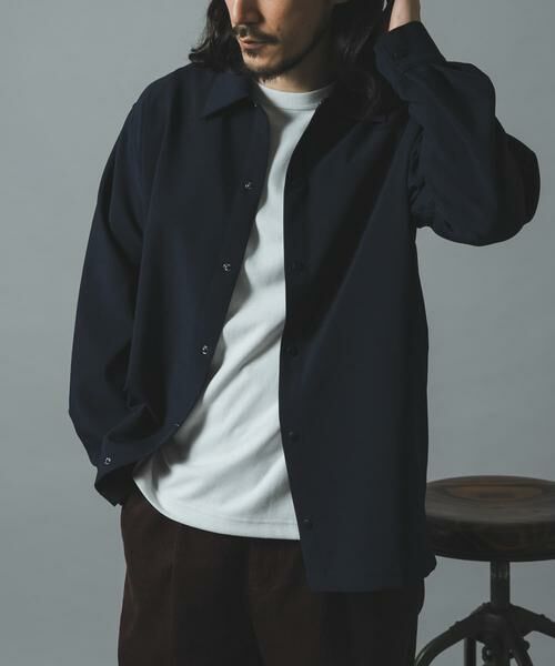 URBAN RESEARCH ITEMS / アーバンリサーチ アイテムズ シャツ・ブラウス | 2WAYストレッチ L.S.スナップシャツ(ネイビー)