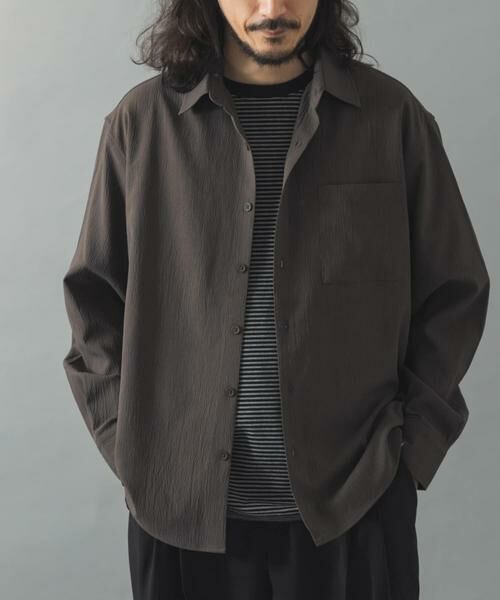 URBAN RESEARCH ITEMS / アーバンリサーチ アイテムズ シャツ・ブラウス | ヨウリュウレギュラーカラー長袖シャツ(オリーブ)