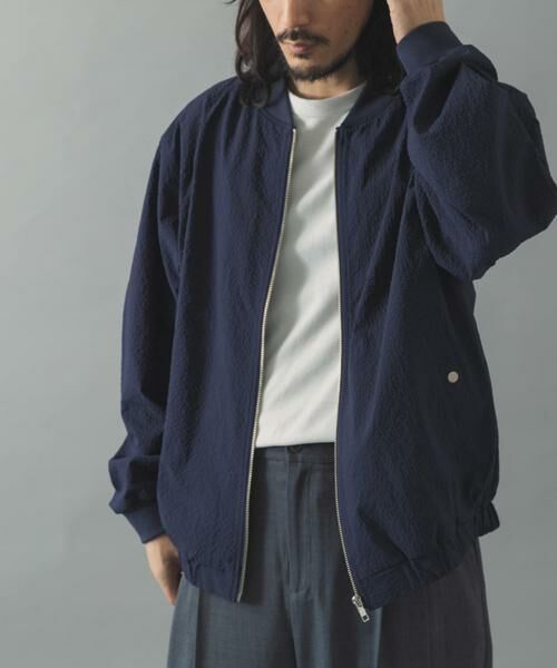 URBAN RESEARCH ITEMS / アーバンリサーチ アイテムズ ブルゾン | シアサッカー ライトブルゾン（ネイビー）