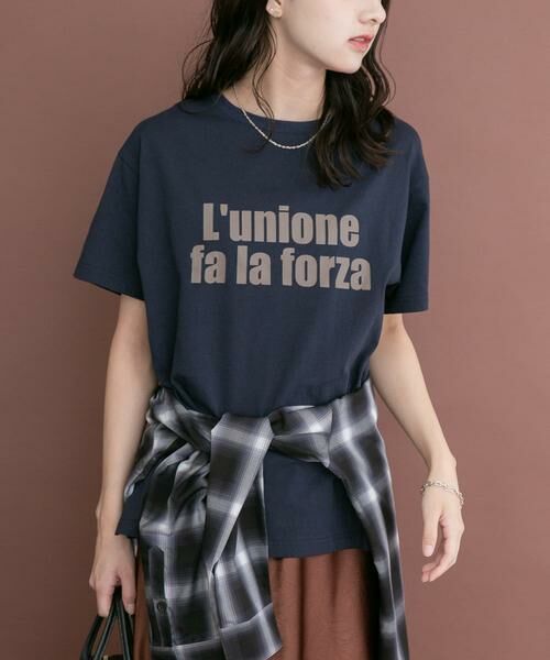 URBAN RESEARCH ITEMS / アーバンリサーチ アイテムズ Tシャツ | ロゴハンソデTシャツ（ネイビー）