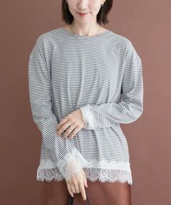 URBAN RESEARCH ITEMS / アーバンリサーチ アイテムズ Tシャツ | レース切替ロングTシャツ
